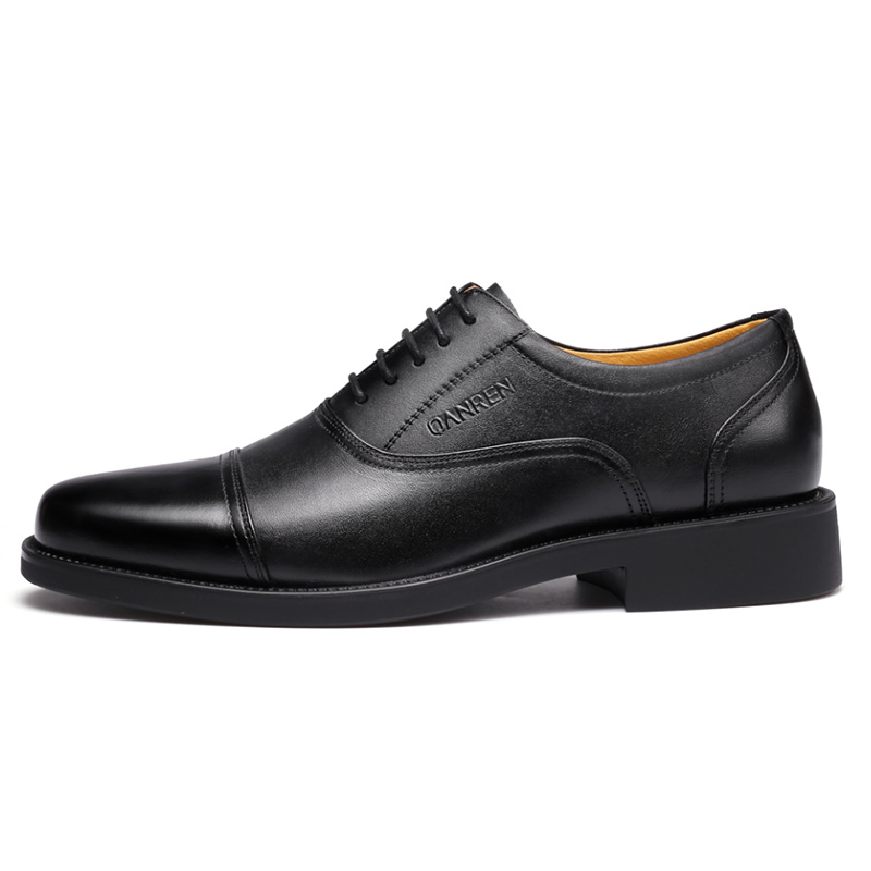 Qiangren 3515 genuine leather business formal shoes three-joint leather shoes men's casual men's black