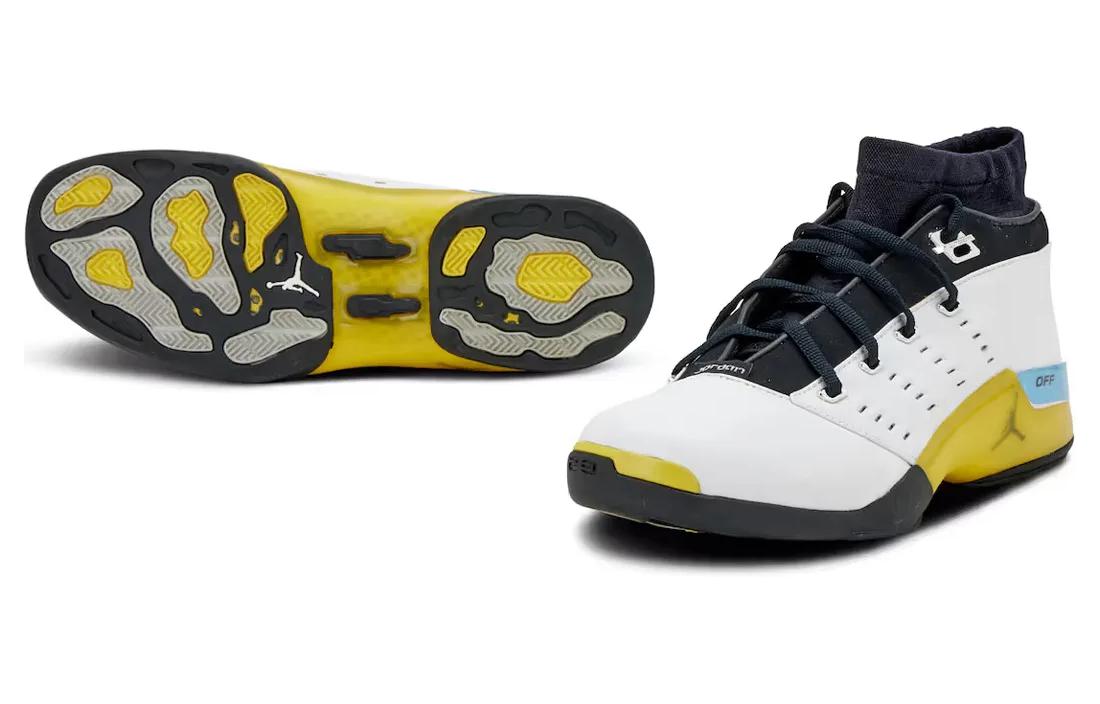 Мужские кроссовки Jordan Air Jordan 17 Low "Lightning" (бело-черно-желтые) — Белыйчёрныйжёлтый — фото 5