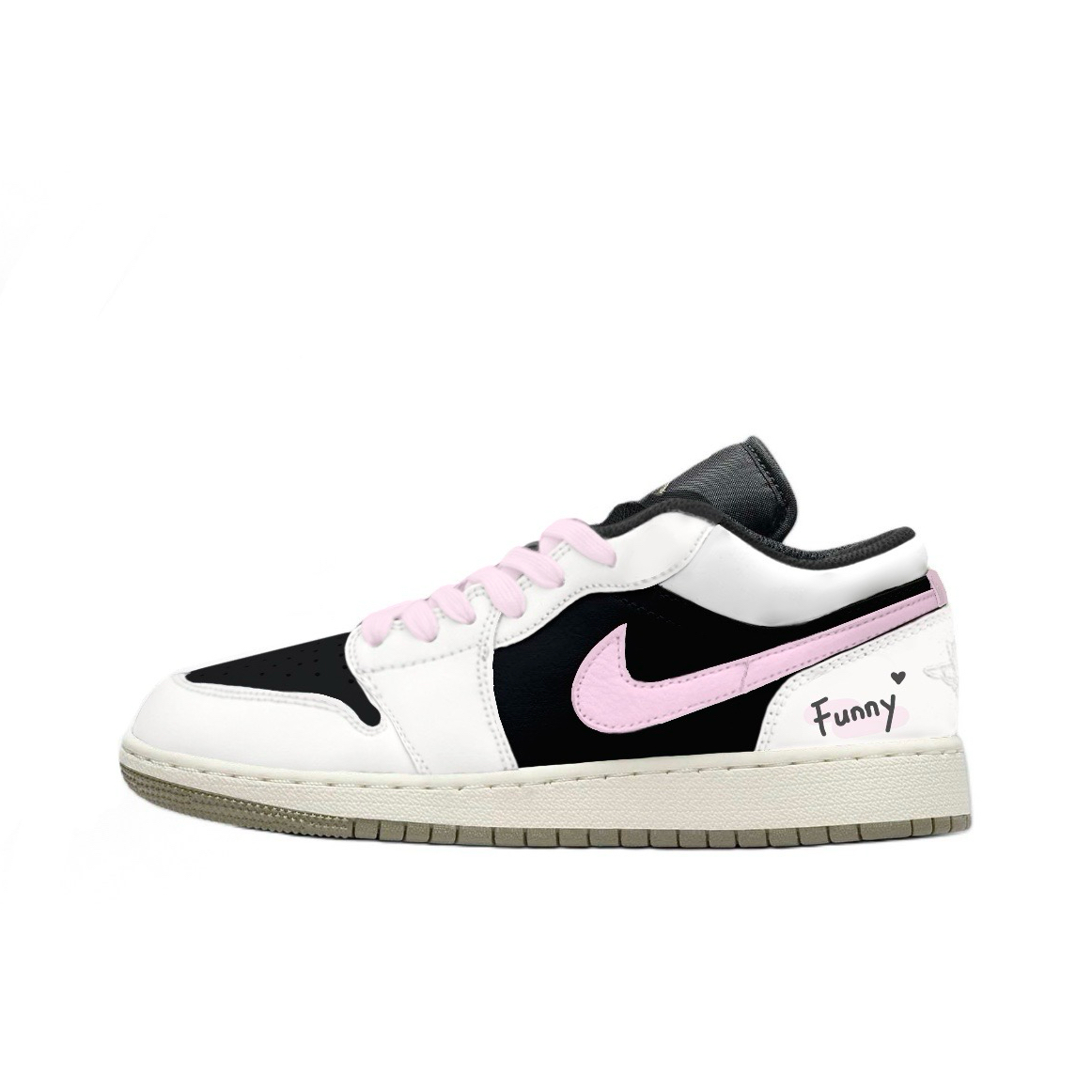 Jordan Air Jordan 1 Strawberry Sauce Abrasion Resistant Low top Vintage Basketball Shoes Unisex White Pink
