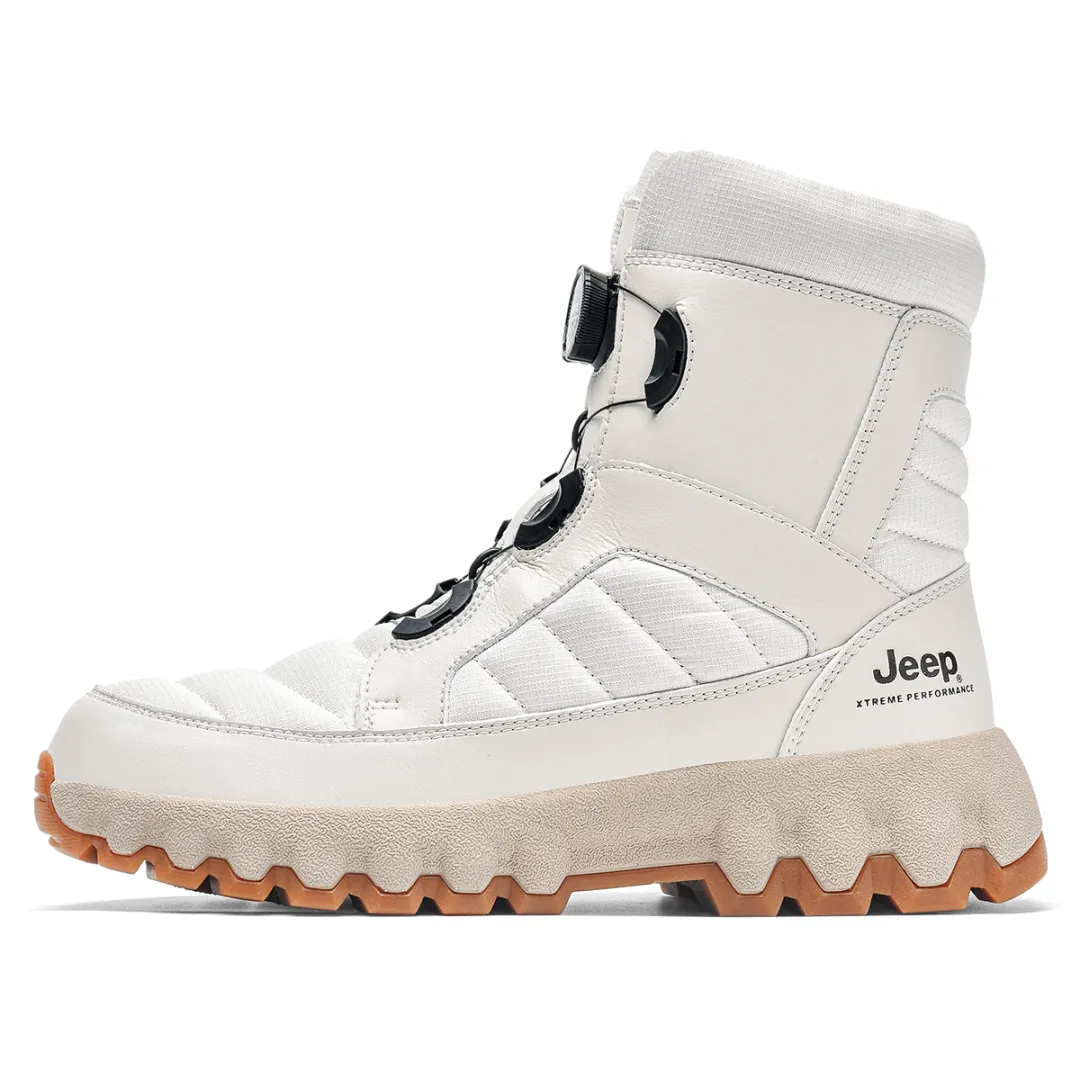 Jeep Thermal Abrasion Resistant Versatile Fleece Lined Knee High Snow Boots Unisex White