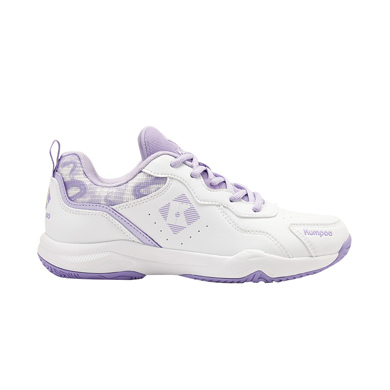 KUMPOO Cushioning Slip Resistant Support Low top Badminton Shoes Unisex White Purple
