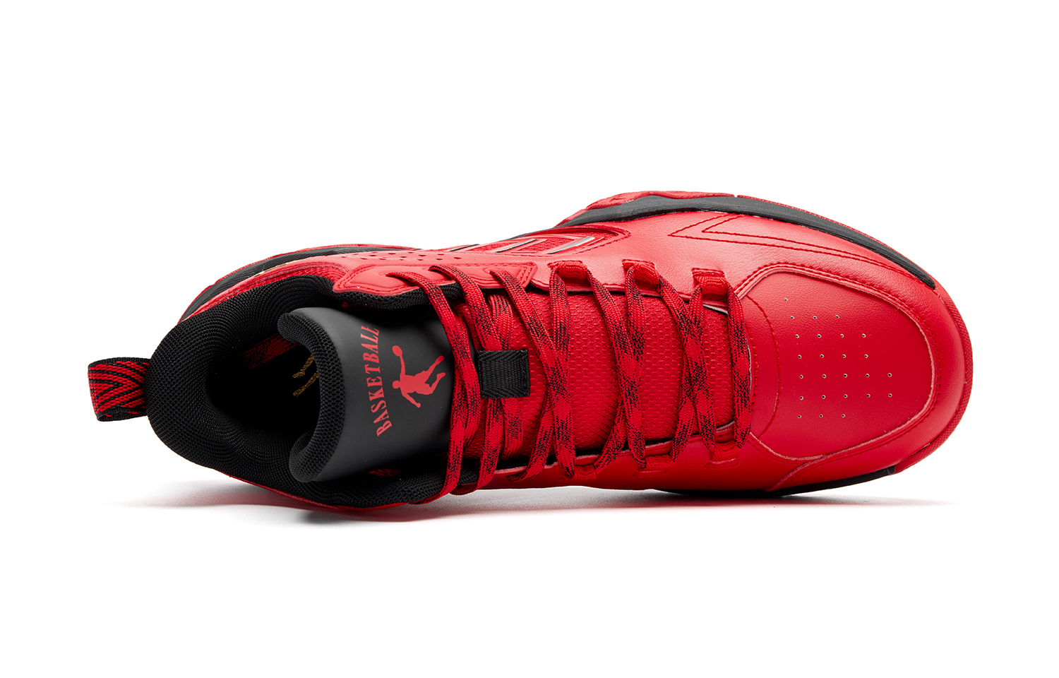 QIAODAN Cushioning, Wear Resistant Mid Top Basketball Shoes Men’s Red Black