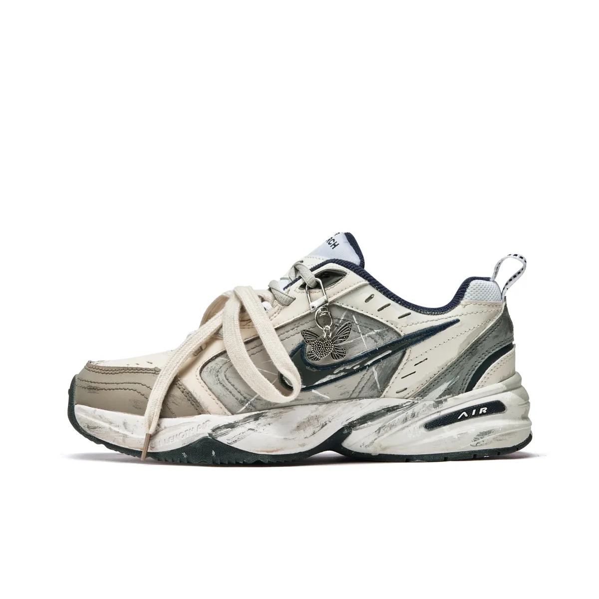 Nike Air Monarch 4 Da Vinci, Green Series Slip Resistant Low top Chunky Sneakers Unisex Beige Brown