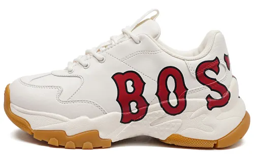 MLB Big Ball Chunky P Mega Synthetic Leather Abrasion Resistant Low top Chunky Sneakers Unisex White Red