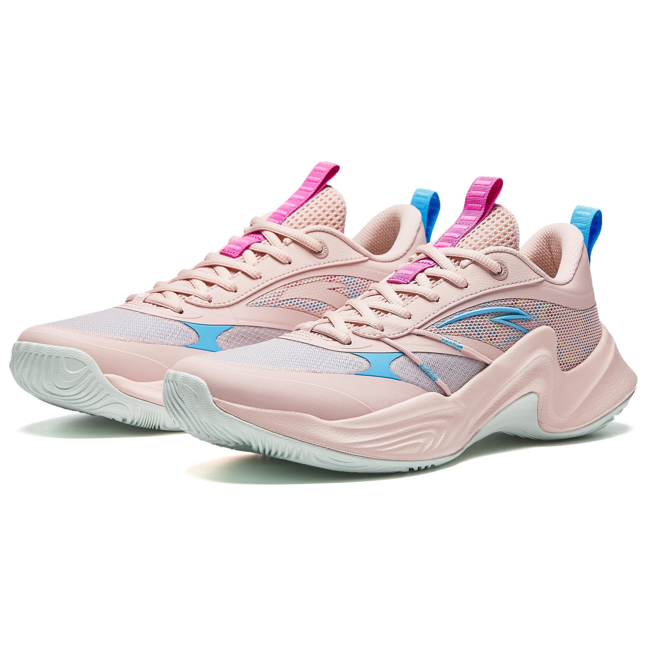 Anta Heatwave Slip Resistant Abrasion Resistant Low top Basketball Shoes Men’s Pink Blue
