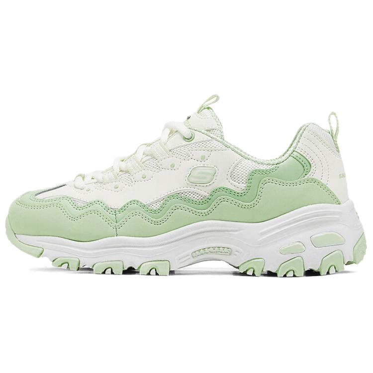 Женские кроссовки Skechers DLITES (бело-зеленые)