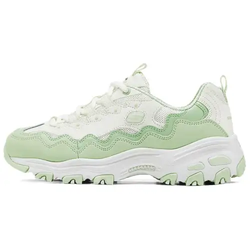 Skechers DLITES Abrasion Resistant Low top Chunky Sneakers Women's White Green