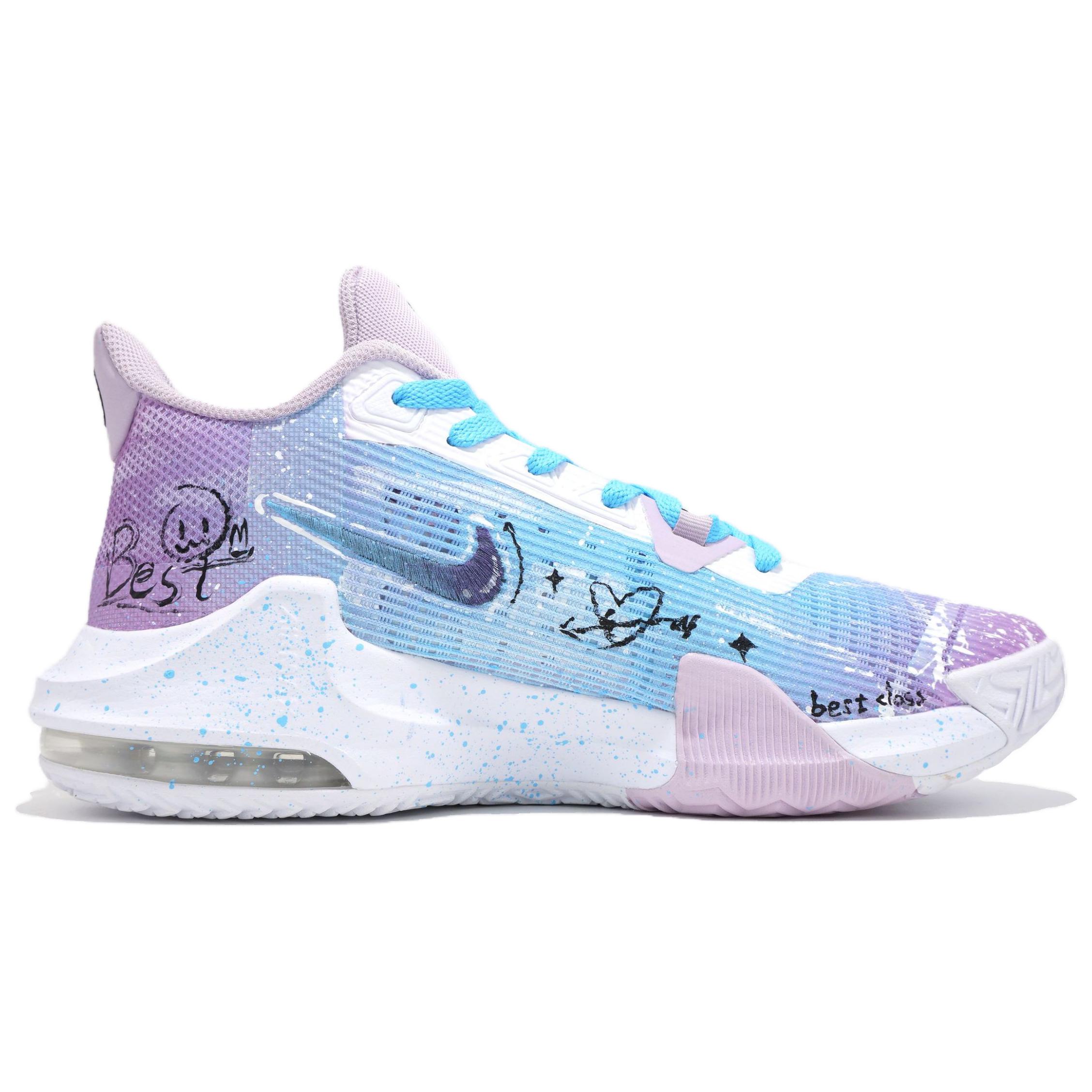 Nike Air Max Impact 3 Basketball Shoes Unisex Low Top Cyan/Purple/Black/White