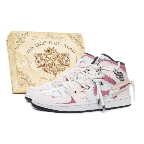 Jordan Air Jordan 1 P.M.S Box, Blooming Slip Resistant Abrasion Resistant Mid top Vintage Basketball Shoes Men's