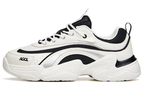 Anta Life Collection Cushioning Anti-Slip Wear-Resistant Breathability Low-Top Chunky Sneakers Women's Black White