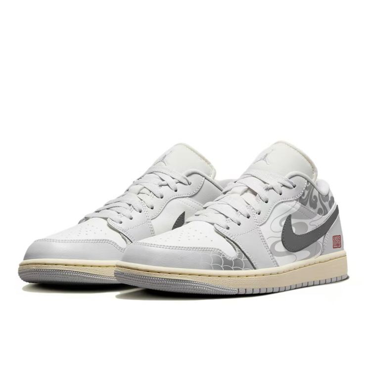 Jordan Air Jordan 1 Low top Vintage Basketball Shoes Women’s Gray White