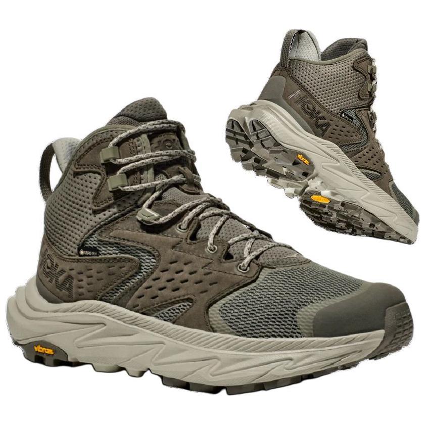 HOKA ONE ONE Slip Resistant Abrasion Resistant High top Mountaineering Shoes Men’s Green