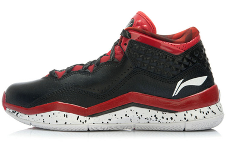 Li Ning WOW 3 Lightweight Anti Slip Mid top Basketball Shoes Men’s Black Red White