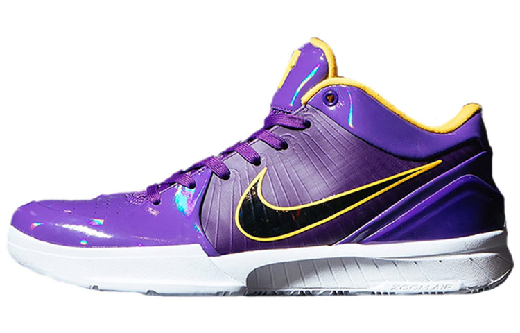 UNDEFEATED x Nike Zoom Kobe 4 Protro 'Lakers' Co-branded Lakers Color Match Kobe Round-toe Lace Low-top Practical Basketball Shoes Men and Women Purple Gold