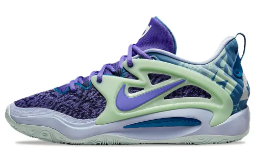 Nike KD 15 Durant 15 Joker Round head comfortable fabric synthetic leather TPU shock-absorbing, anti-slip wear-resistant wrapping support Low top Basketball shoes Men's purple green
