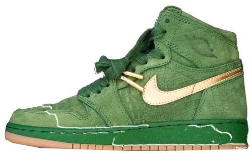 Jordan Air Jordan 1 Leather Cushioning Slip Resistant Abrasion Resistant High top Vintage Basketball Shoes Men's Green