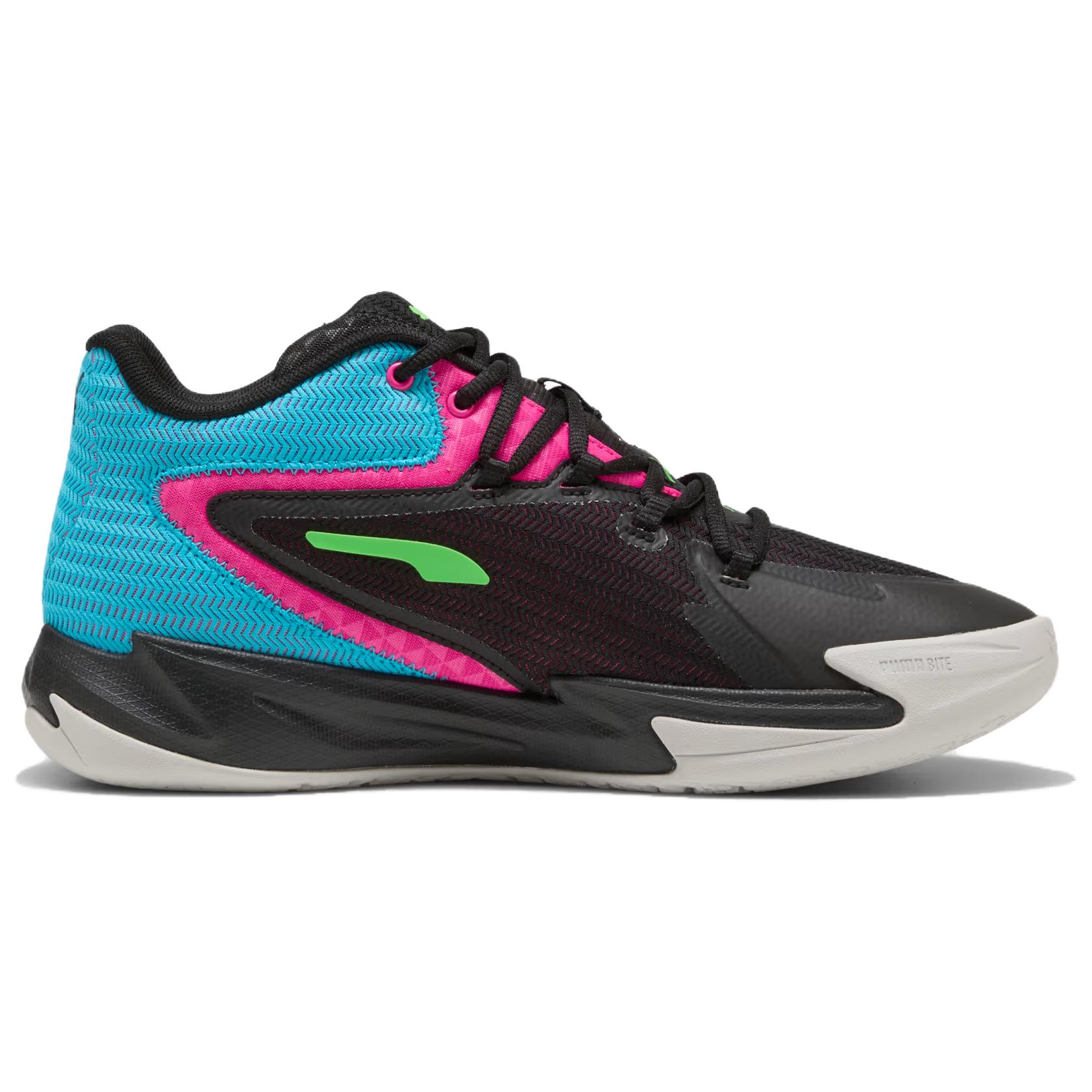 PUMA Slip Resistant Abrasion Resistant Mid top Basketball Shoes Unisex Black Pink