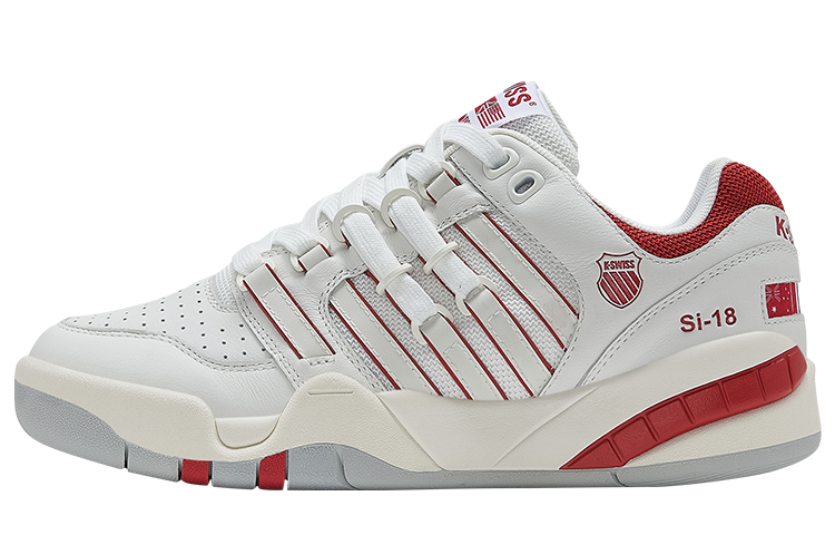 K·SWISS Si 18 Cow Leather Low top Tennis Shoes Women’s White Red
