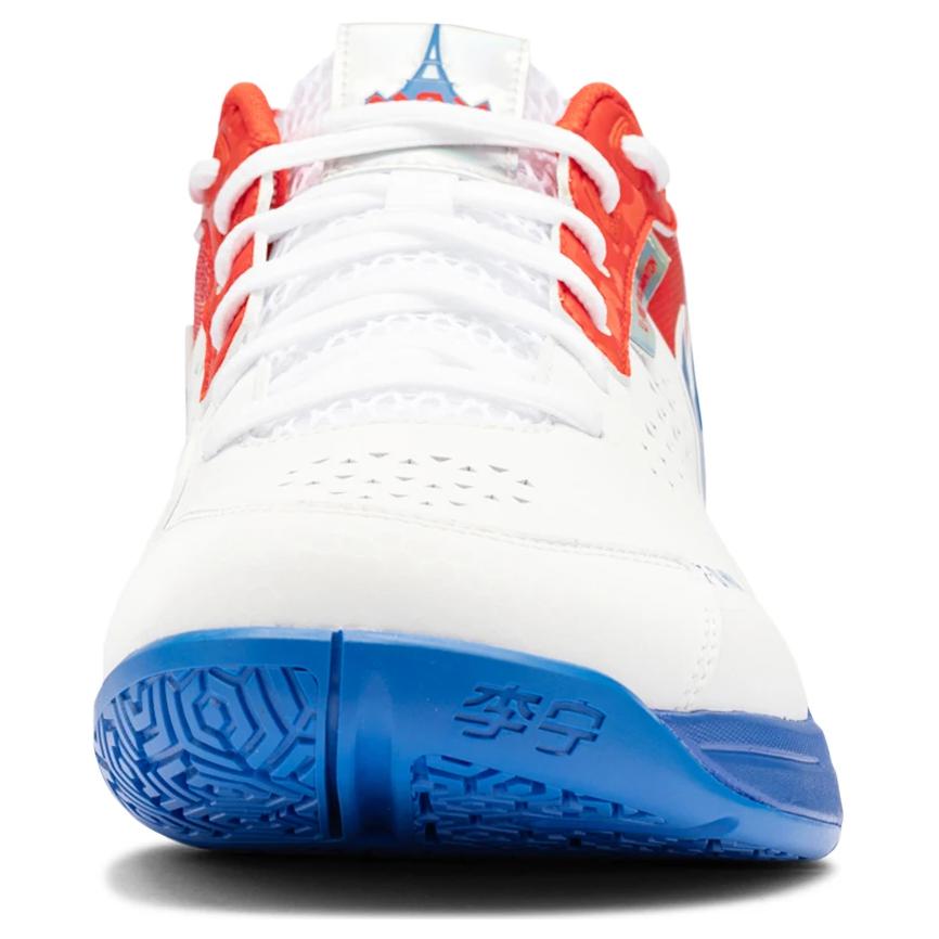 Li Ning Textile, Synthetic Leather Abrasion Resistant Breathable Low top Badminton Shoes Unisex White Red Blue