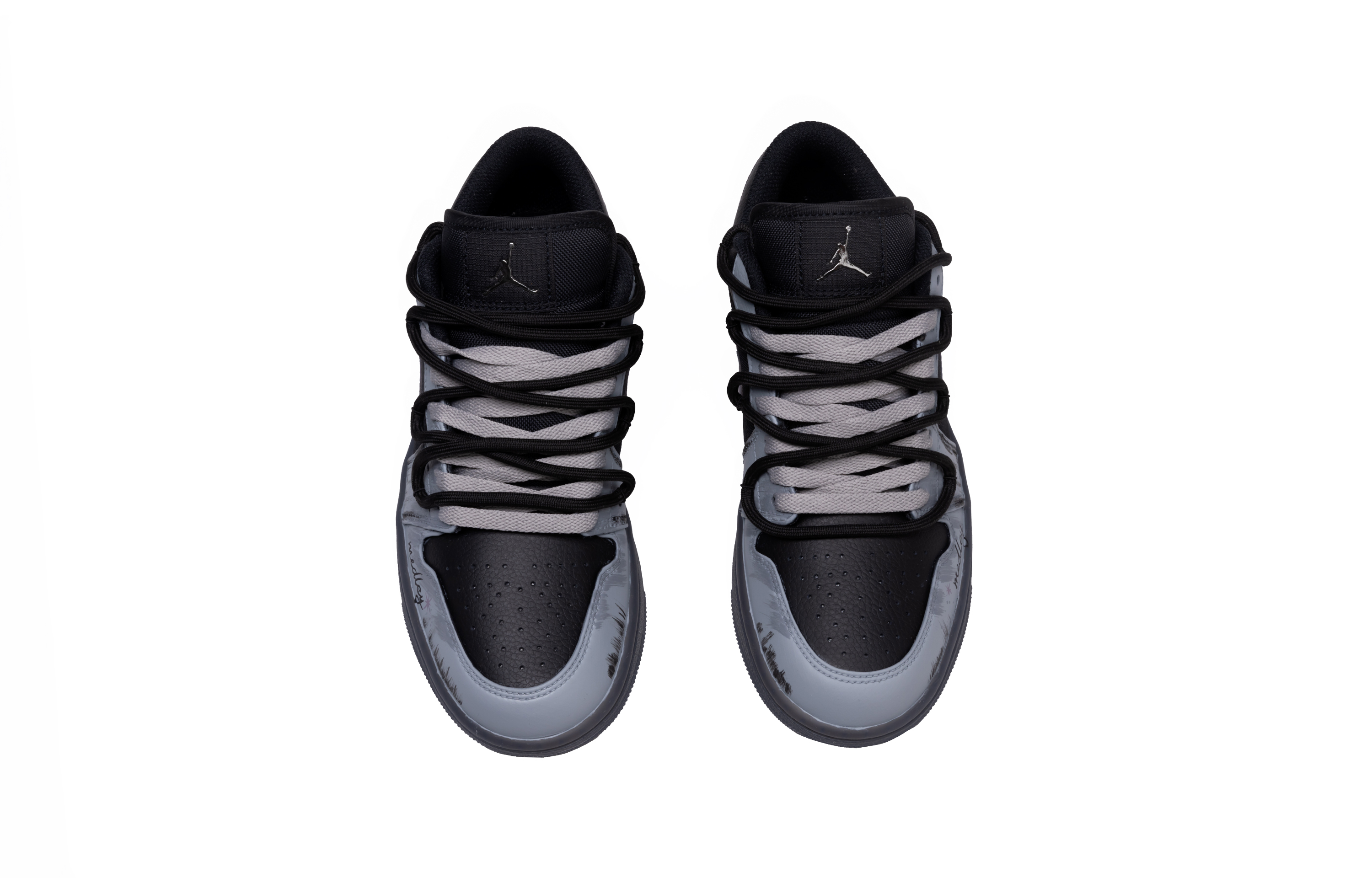 Jordan Air Jordan 1 Decaying Love Letter Abrasion Resistant Low top Vintage Basketball Shoes Unisex Gray Black