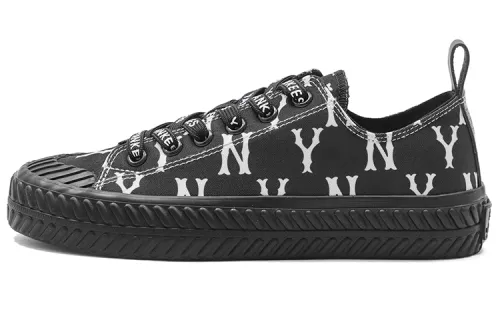 MLB Playball MONOGRAM Comfortable Abrasion Resistant Breathable Low top Canvas Shoes Unisex Black