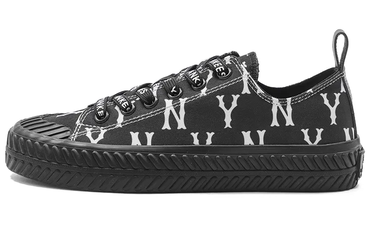 MLB Playball MONOGRAM Comfortable Abrasion Resistant Breathable Low top Canvas Shoes Unisex Black