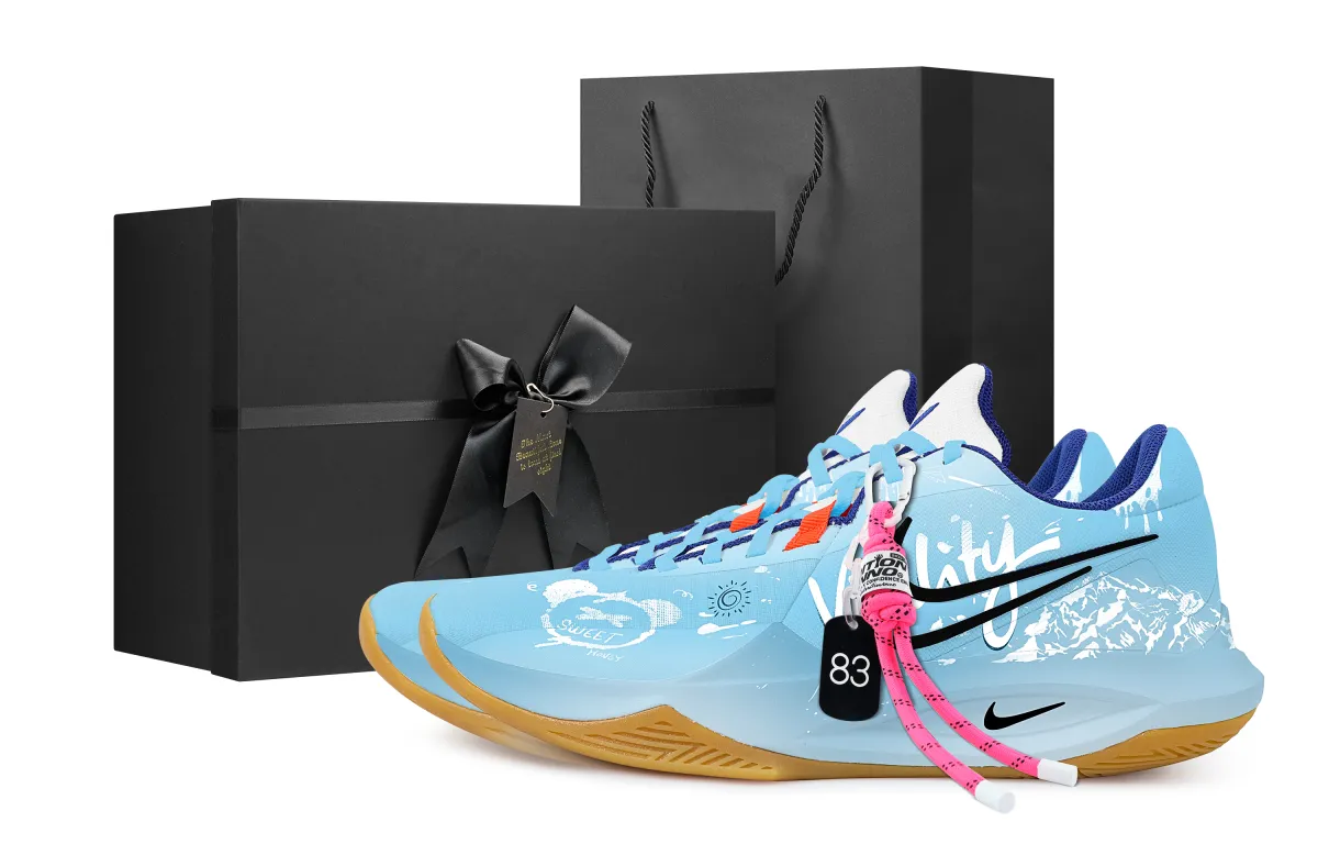 Nike Precision 6 Active Youth Black Box Anti Slip Wear Resistant Low Top Basketball Shoes Men's Sky Blue