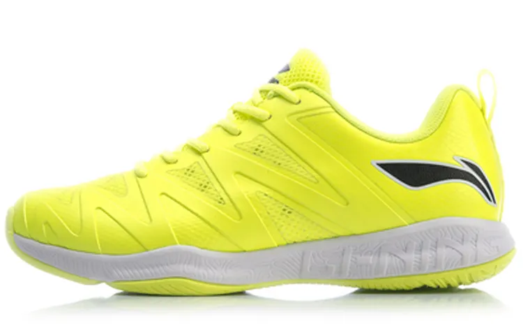 Li Ning TD Cushioning Slip Resistant Support Low top Badminton Shoes Men's Fluorescent Bright Green