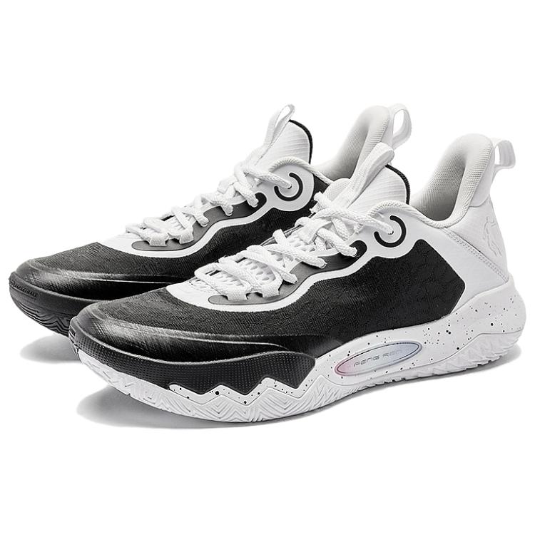 QIAODAN Wind Blade 4 TEAM Slip Resistant Low top Basketball Shoes Men’s White Black