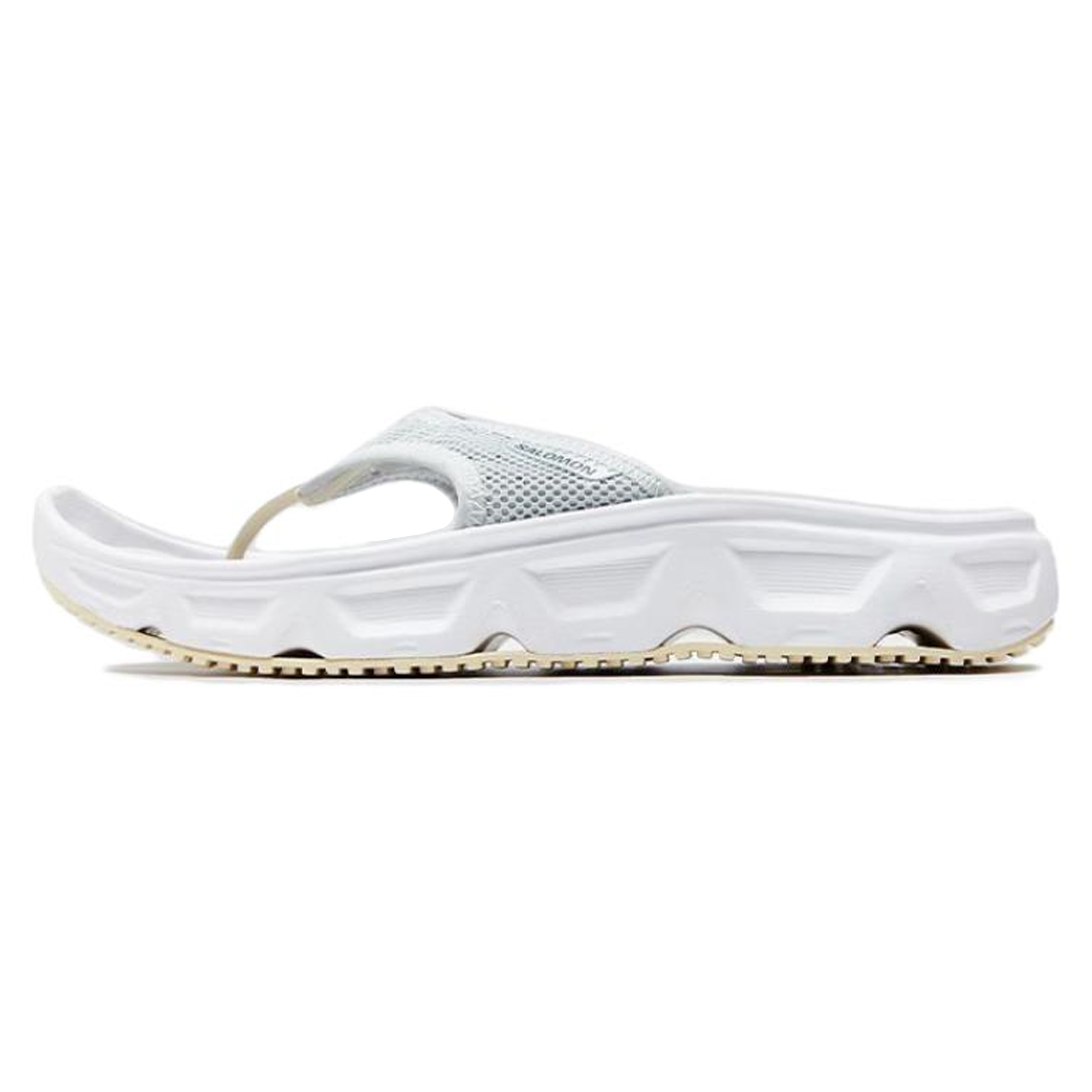 SALOMON Reelax Break 6.0 Abrasion Resistant Rubber Sole Slip Resistant Slip Resistant Flip Flops Women's White Gray