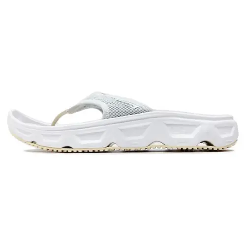 SALOMON Reelax Break 6.0 Abrasion Resistant Rubber Sole Slip Resistant Slip Resistant Flip Flops Women's White Gray