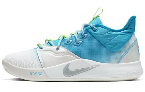 Nike PG 3 Lure Fishing Lure Round Toe Lace Mid Top Practical Basketball Shoes Men's Blue and White Gradient