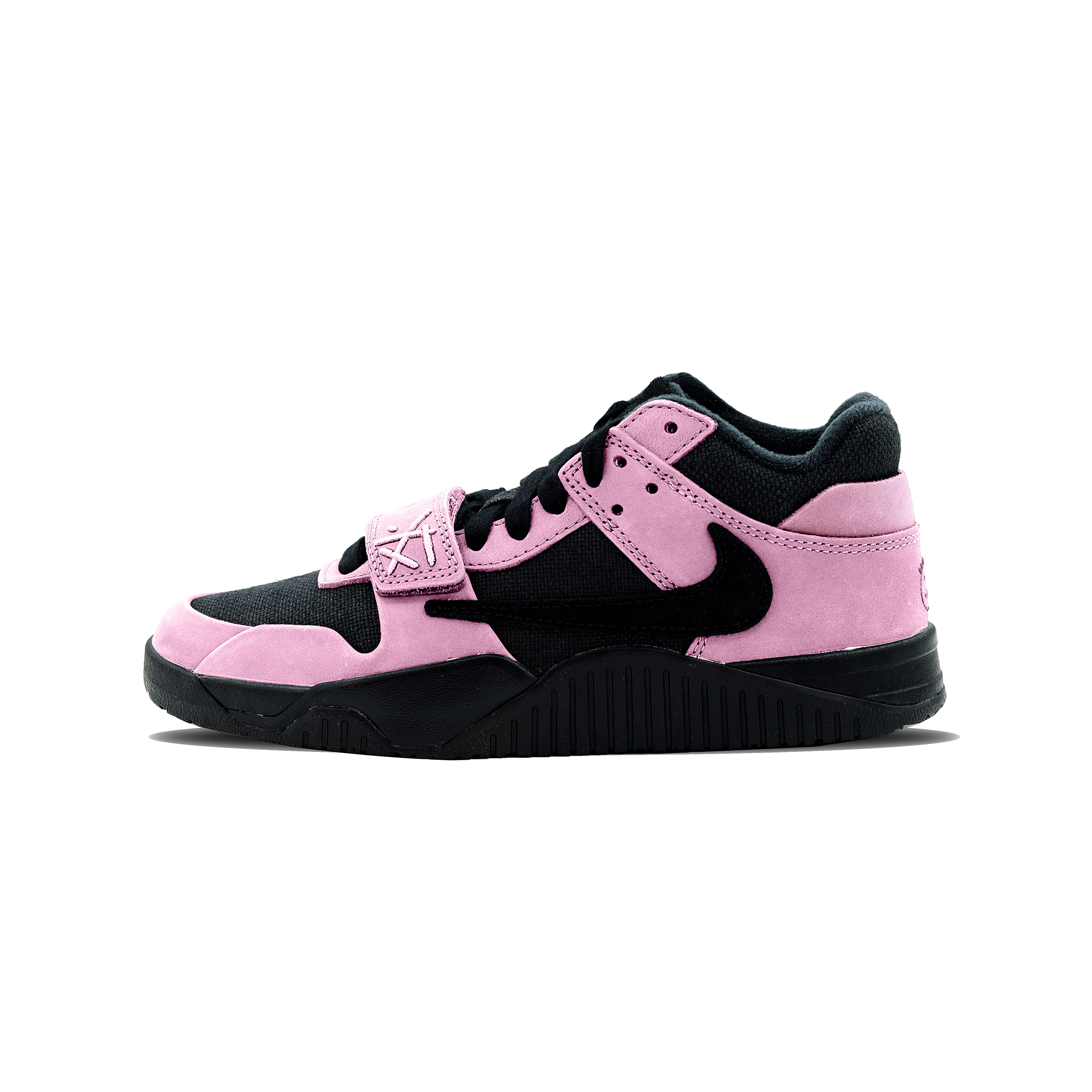 Travis Scott x Jordan Jumpman Jack Black Pink Barb Cushioning Slip Resistant Low top Basketball Shoes Unisex Black Pink