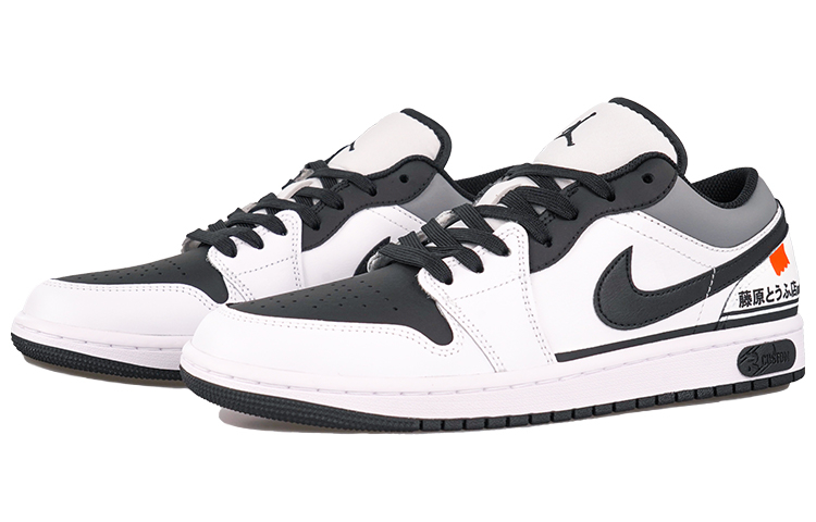 Jordan Air Jordan 1 RISK Racing Theme Cushioning Slip Resistant Low top Vintage Basketball Shoes Men’s Black White