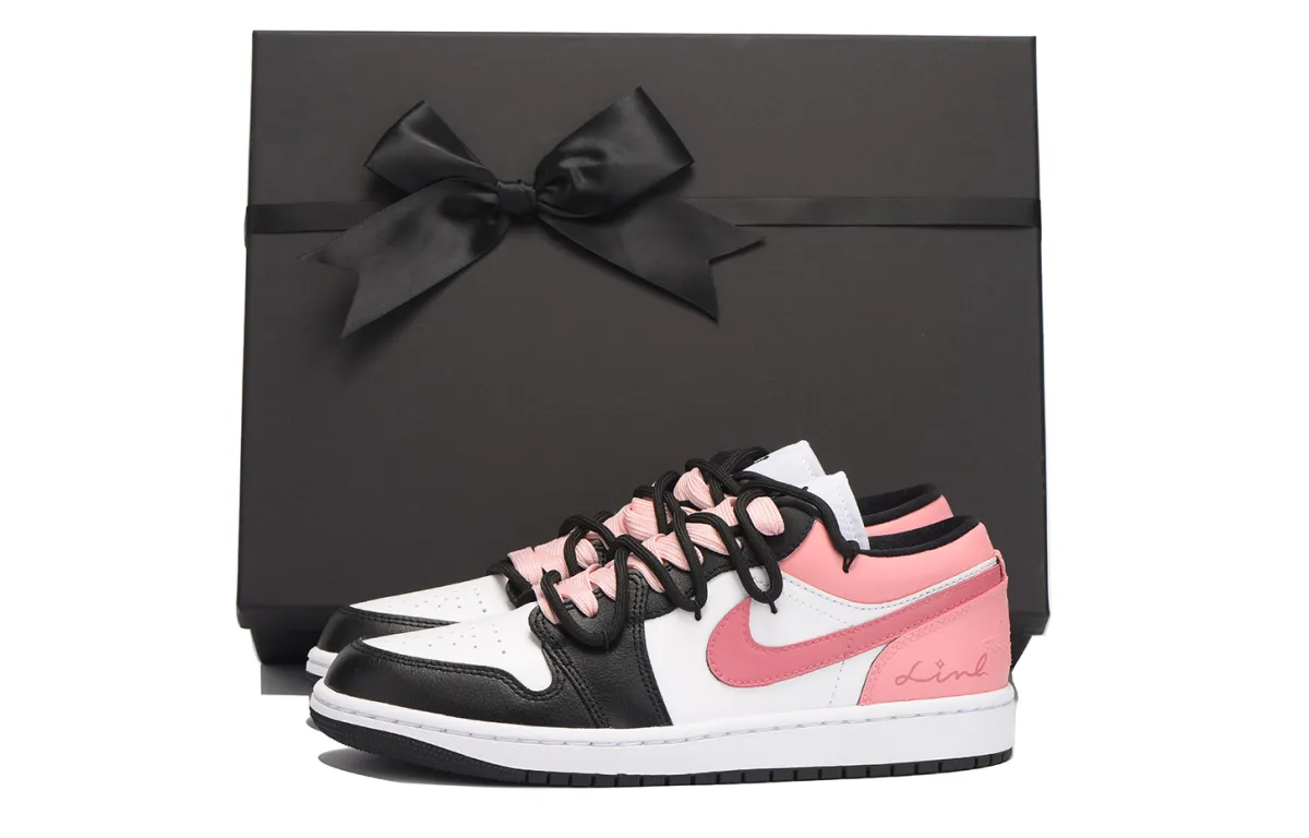 Jordan Air Jordan 1 Slip Resistant Coverage Low top Vintage Basketball Shoes Women's Black Pink