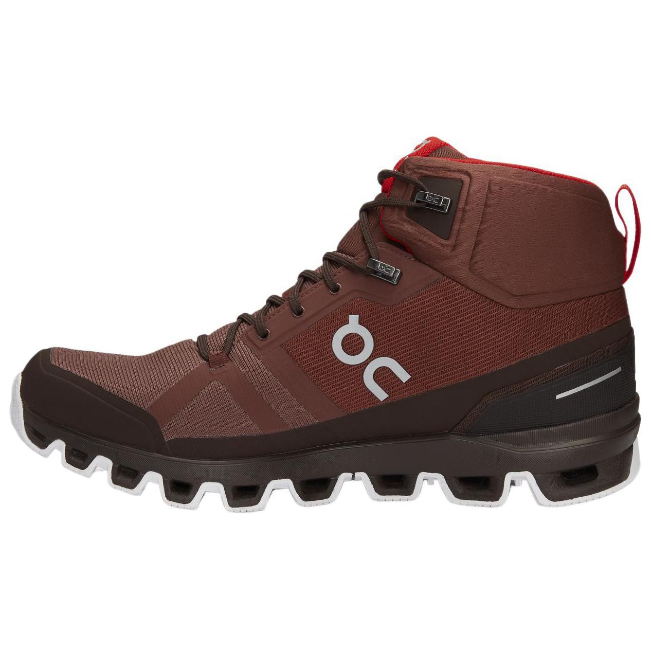 On Slip Resistant Abrasion Resistant High top Mountaineering Shoes Men’s Red Brown