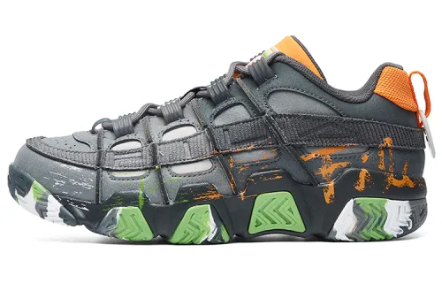 FILA FUSION BUSTER Puffy Shoes Cushioning Abrasion Resistant Breathable Low top Vintage Basketball Shoes Black