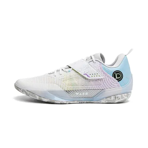 LiNing Wade 808 4 Ultra strong shock-absorbing wear-resistant low-top carbon plate basketball shoes men's white purple blue