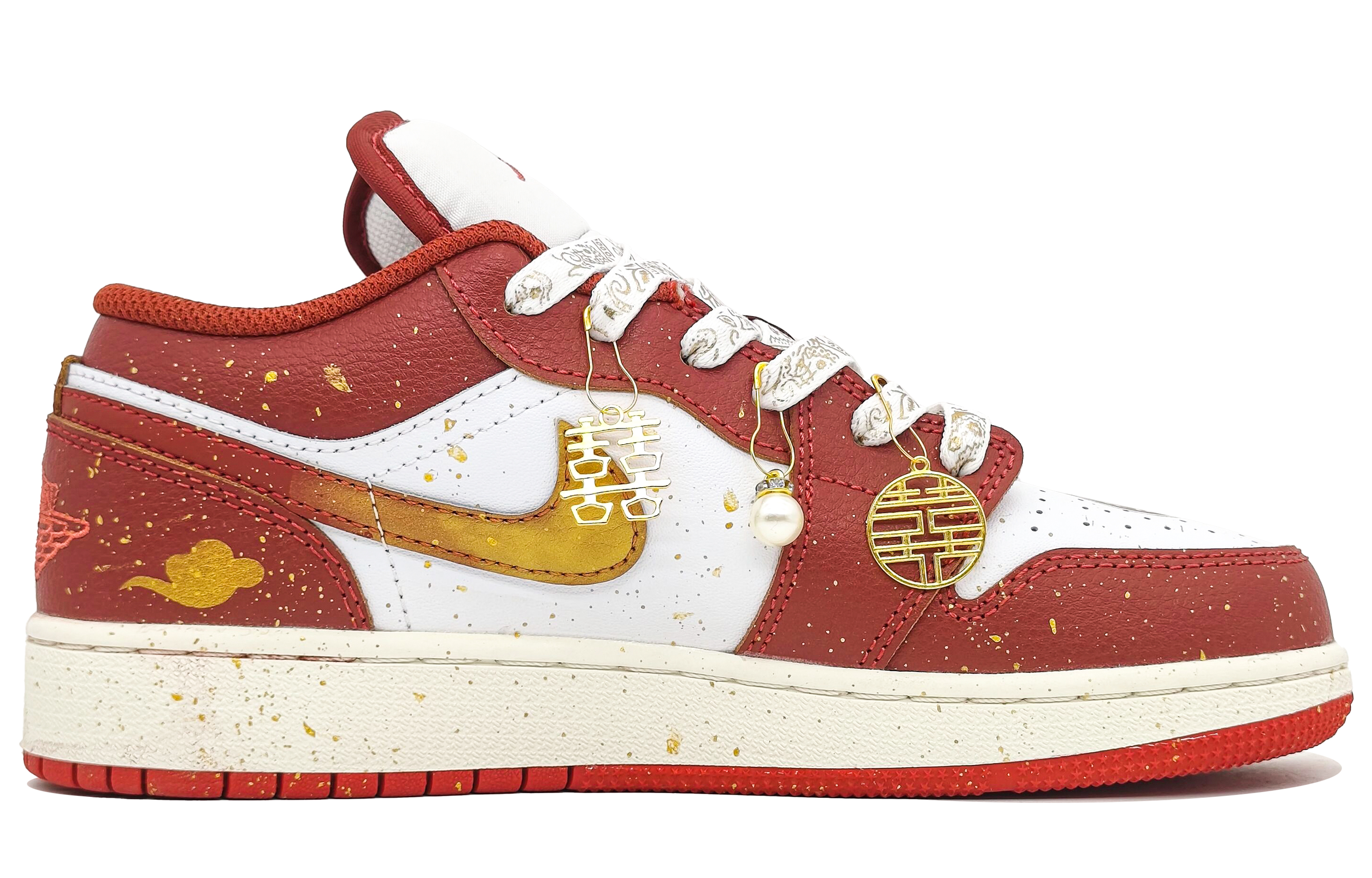 Jordan Air Jordan 1 Abrasion Resistant Abrasion Resistant Low top Vintage Basketball Shoes Unisex Red