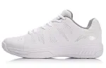 Li Ning Synthetic Leather, Textile Cushioning Slip Resistant Low top Badminton Shoes Unisex White
