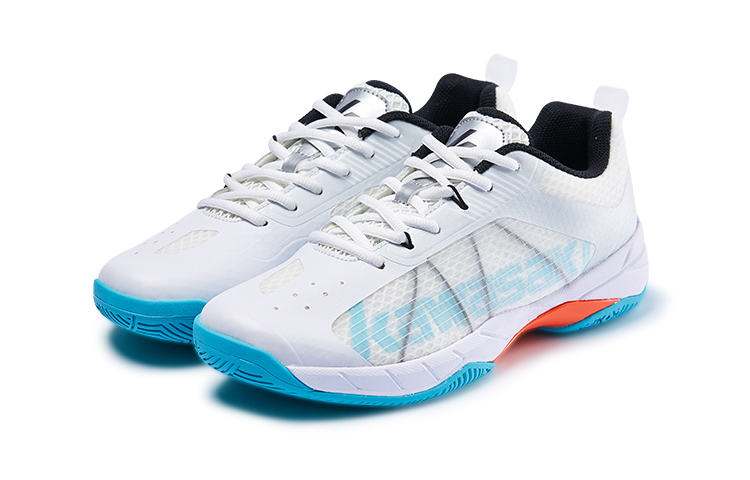 Kawasaki Light And Shadow Collection Textile, TPU Anti twist Low top Badminton Shoes Unisex Moon White Blue