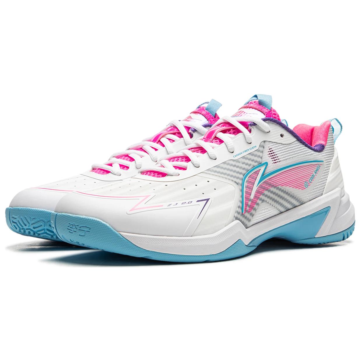 Li Ning Halberd 2 Comfortable And Trendy Slip Resistant Abrasion Resistant Low top Badminton Shoes Unisex White Blue