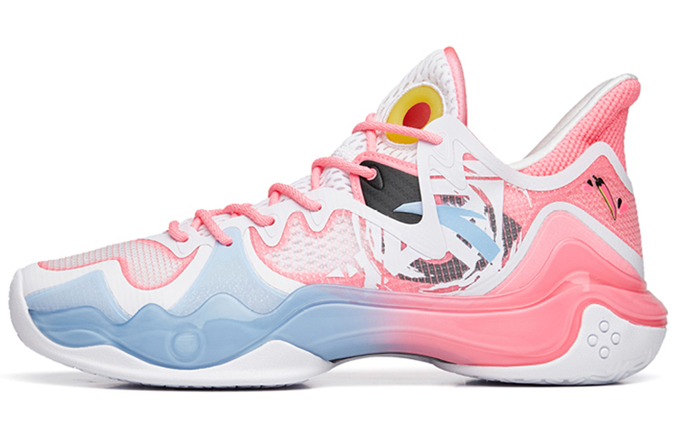 ANTA Shock Wave 4 Basketball Shoes Men's Low Top Blue/Pink