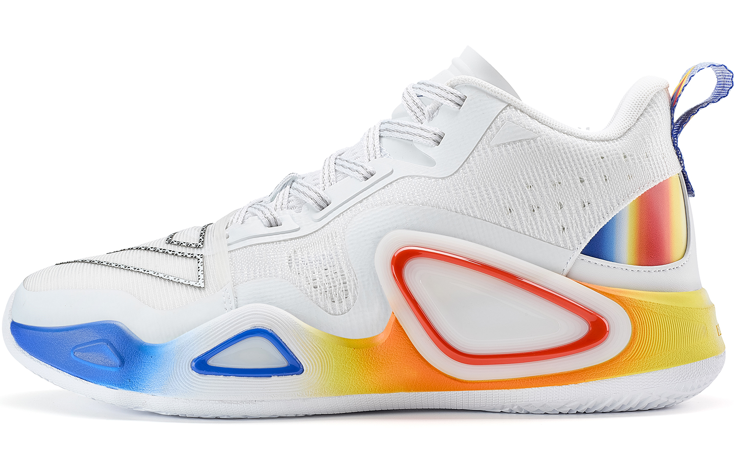 PEAK State Extreme Triangle 2.0 Slip Resistant Abrasion Resistant Mid top Basketball Shoes Men’s All White Bright Blue