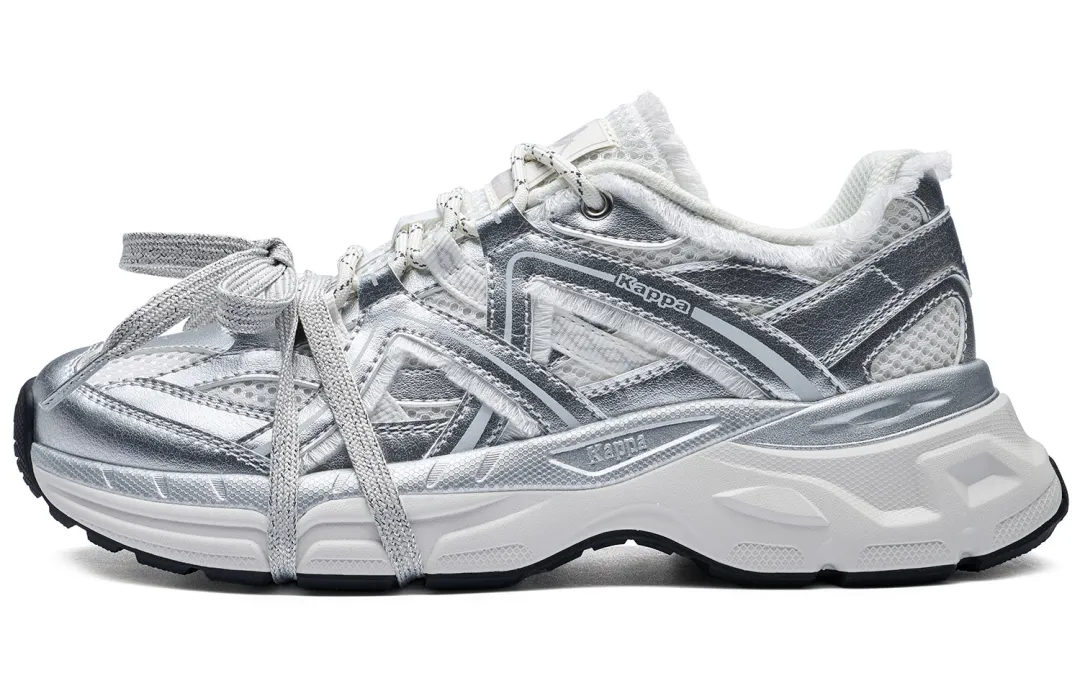 Kappa Back to Back Slip Resistant Abrasion Resistant Low top Chunky Sneakers Women's Silver White