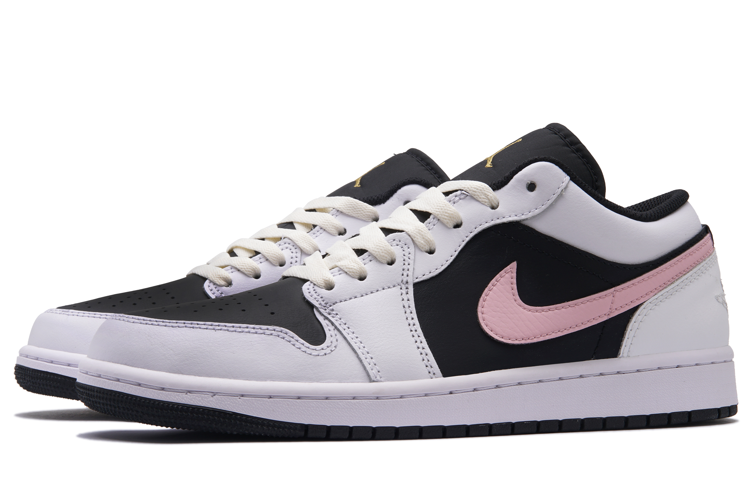 Jordan Air Jordan 1 Slip Resistant Abrasion Resistant Low top Vintage Basketball Shoes Unisex Black Pink