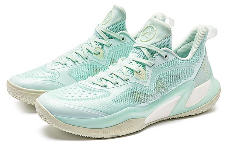 QIAODAN Wind Blade 4 Cushioning Abrasion Resistant Support Low top Basketball Shoes Men’s Green Beige