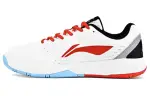Li Ning Light Feather Abrasion Resistant Low top Badminton Shoes Unisex White Red