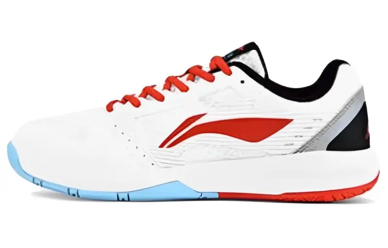 Li Ning Light Feather Abrasion Resistant Low top Badminton Shoes Unisex White Red