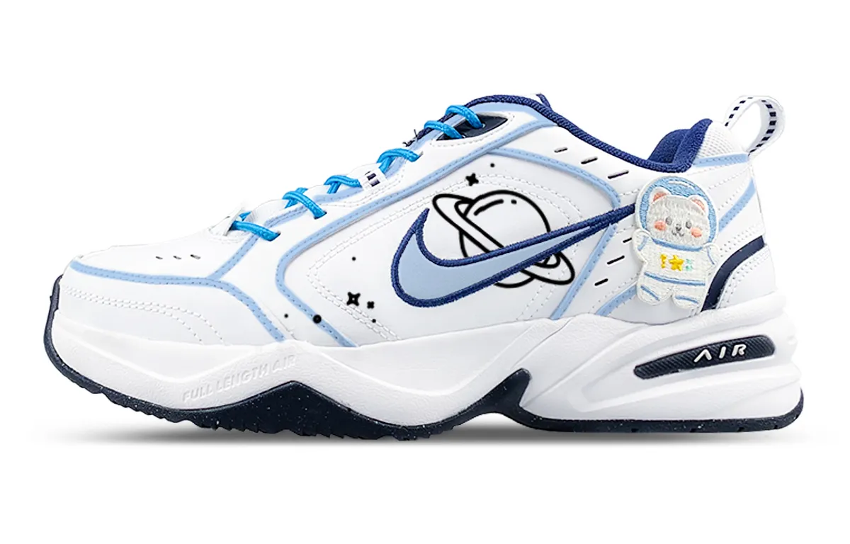Nike Air Monarch 4 Slip Resistant Low top Chunky Sneakers Unisex White Blue
